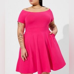 Valentine’s- TORRID Mini Foxy Off Shoulder Skater Dress